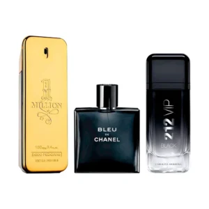 Exclusive Set of 3 Perfumes – 1 Million by Paco Rabanne, Bleu de Chanel, and 212 VIP Black by Carolina Herrera [100 ml]