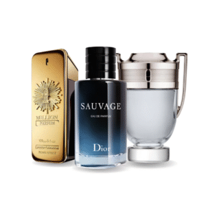 Box of 3 Fragrances: Paco Rabanne ONE MILLION, Dior SAUVAGE, and Paco Rabanne INVICTUS 100ml
